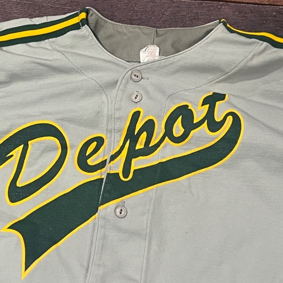 Vintage Depot Gray #13 Softball Baseball Sports Button Up Jersey Men's - Picture 4 of 6